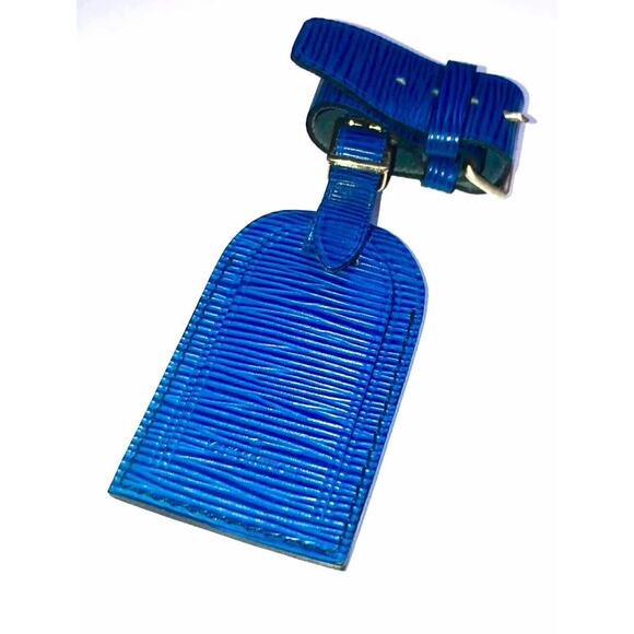 Louis Vuitton Blue Epi Bsg Name tag Leather w/ Poignet Strap Large Charm 1 Set - Picture 2 of 11